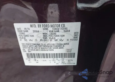 2011 Ford Edge Limited z USA, uszkodzony, nr VIN 2FMDK4KC3BBA21609